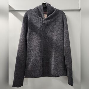 Relwen Thermal Rib Shawl Collar Sweater Charcoal Gray Mens Medium